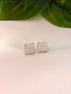 Square Cluster Diamond Stud Earrings