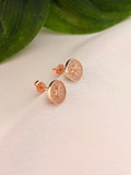 Rose Gold Starburst Disc Stud Earrings