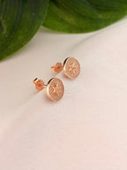 Rose Gold Starburst Disc Stud Earrings