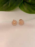 Rose Gold Starburst Disc Stud Earrings