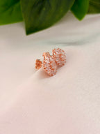 Classic Crystal Floral Cluster Stud Earrings in Rose Gold Tone