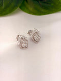 Elegant Crystal Floral & Geometric Drop Earrings in Silver Tone