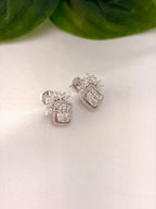 Elegant Crystal Floral & Geometric Drop Earrings in Silver Tone
