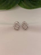 Elegant Crystal Floral & Geometric Drop Earrings in Silver Tone