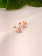 Elegant Geometric Crystal Stud Earrings in Rose Gold Tone