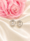 Elegant 92.5 Sterling Silver Heart Halo Stud Earrings