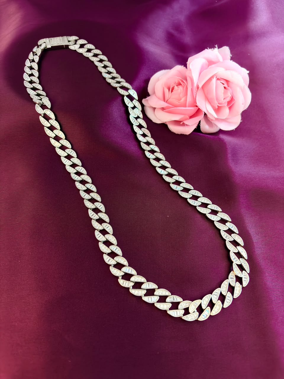92.5 Sterling Silver Iced Cuban Link Chain