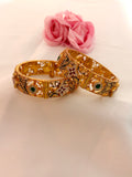 Rajwada Antique Kundan Gold Bangles