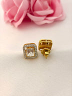 92.5 Silver Princess Cut Halo Stud Earrings