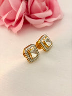 92.5 Silver Princess Cut Halo Stud Earrings
