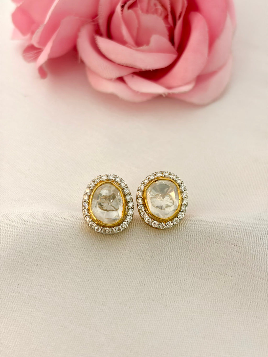 92.5 Silver Oval Halo Stud Earrings