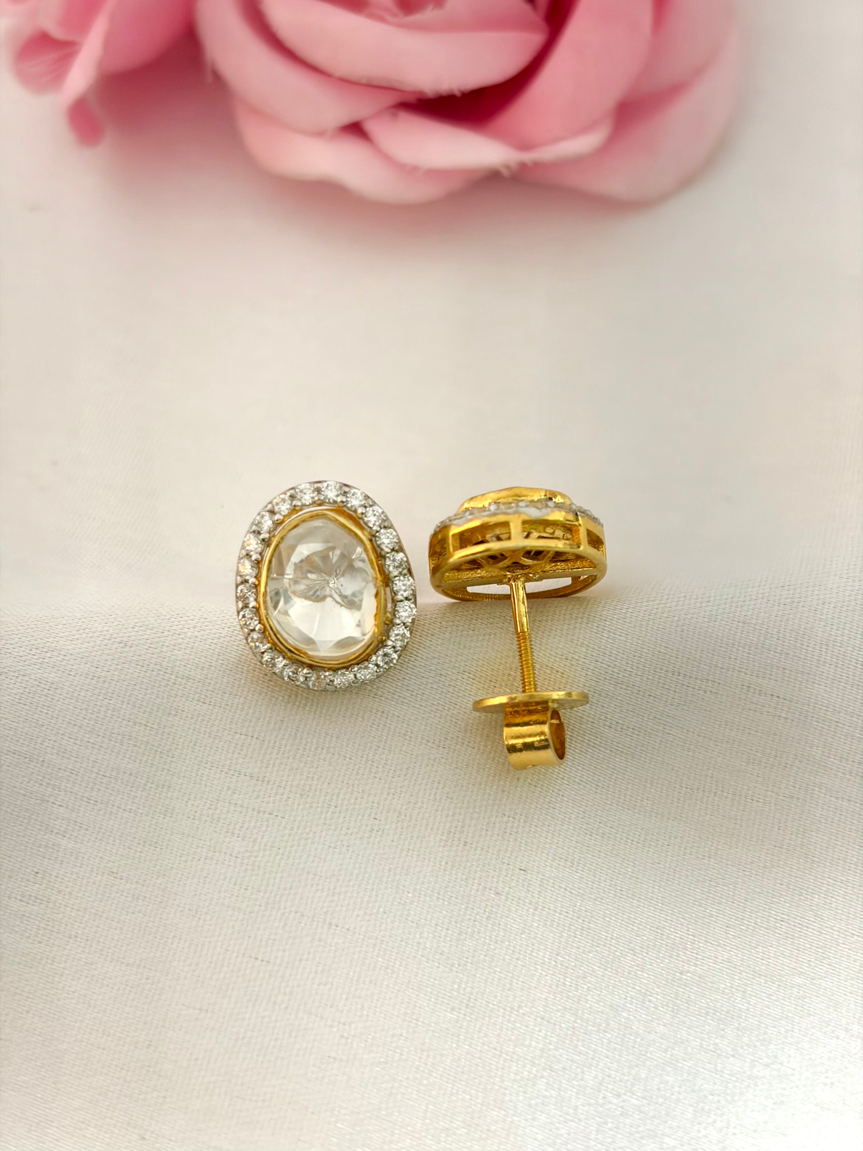 92.5 Silver Oval Halo Stud Earrings