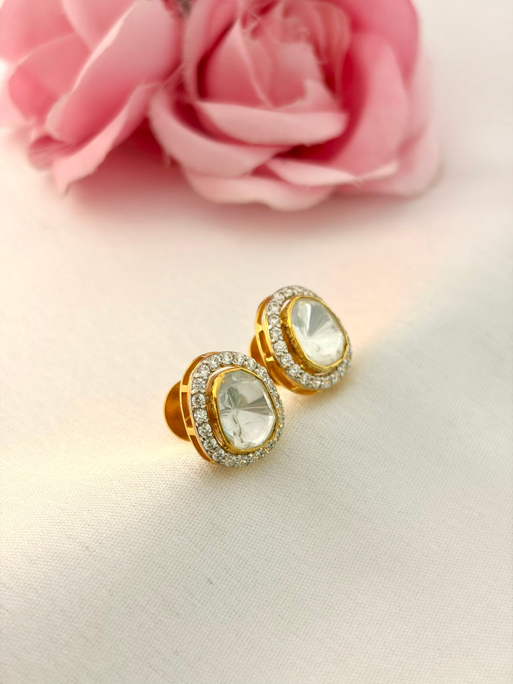 92.5 Silver Pear Cut Halo Stud Earrings