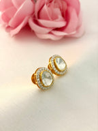 92.5 Silver Pear Cut Halo Stud Earrings