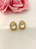 92.5 Silver Pear Cut Halo Stud Earrings