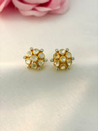 92.5 Silver Floral Kundan Stud Earrings