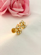 92.5 Silver Floral Kundan Stud Earrings