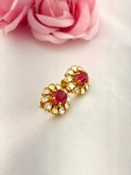 92.5 Silver Ruby Floral Stud Earrings