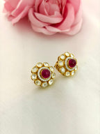 92.5 Silver Ruby Halo Floral Stud Earrings