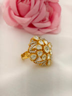 92.5 Silver Classic Kundan Cocktail Ring