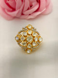 92.5 Silver Classic Kundan Cocktail Ring