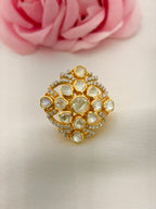 92.5 Silver Classic Kundan Cocktail Ring