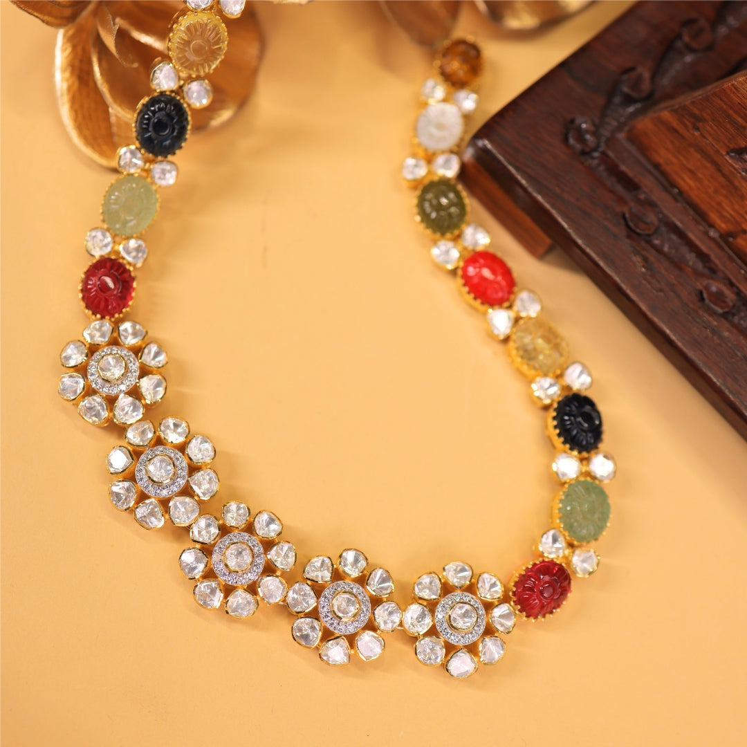 Rangrez Polki Floral Necklace