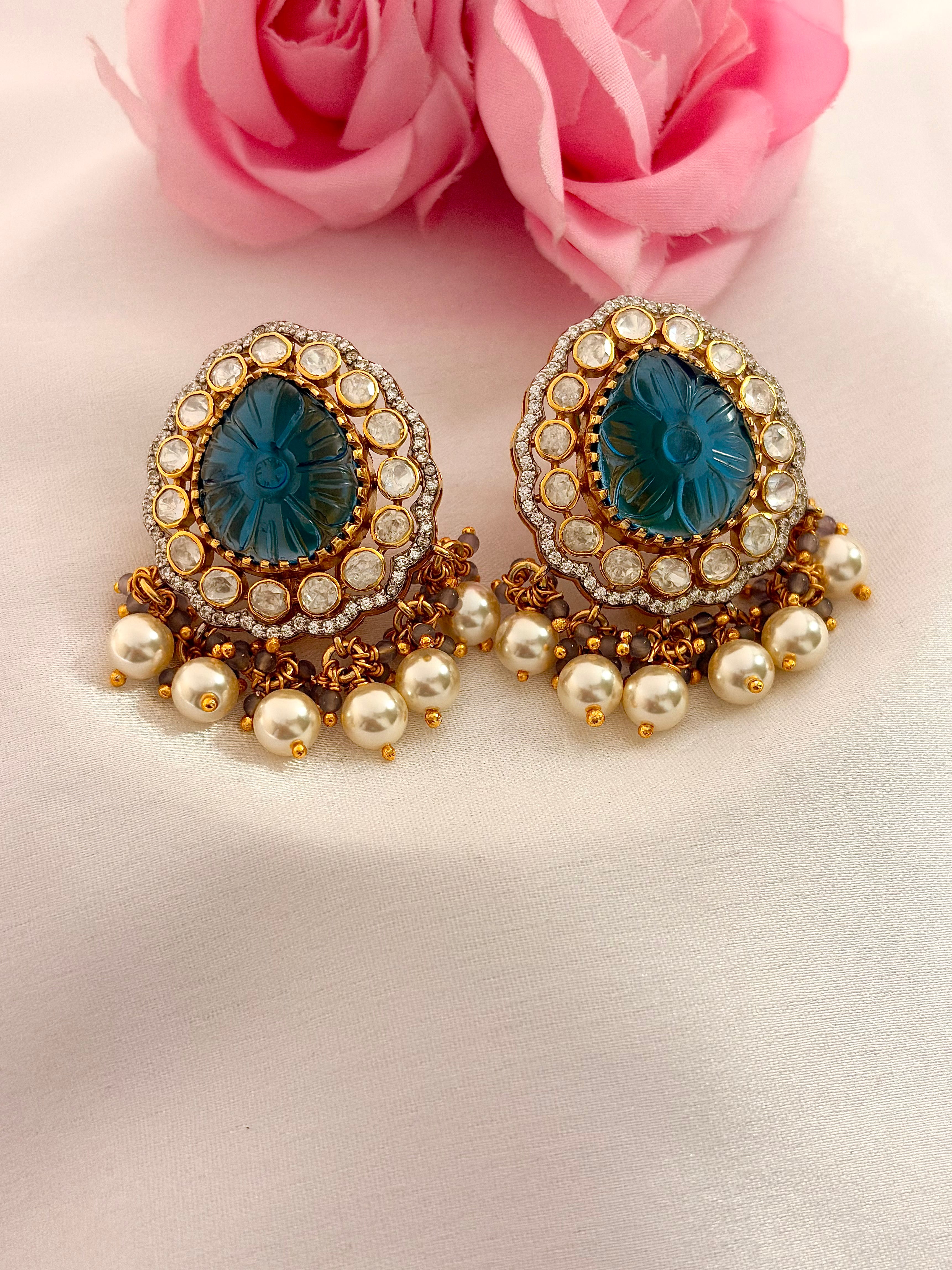 Neelam Pearl Kundan Statement Necklace Set