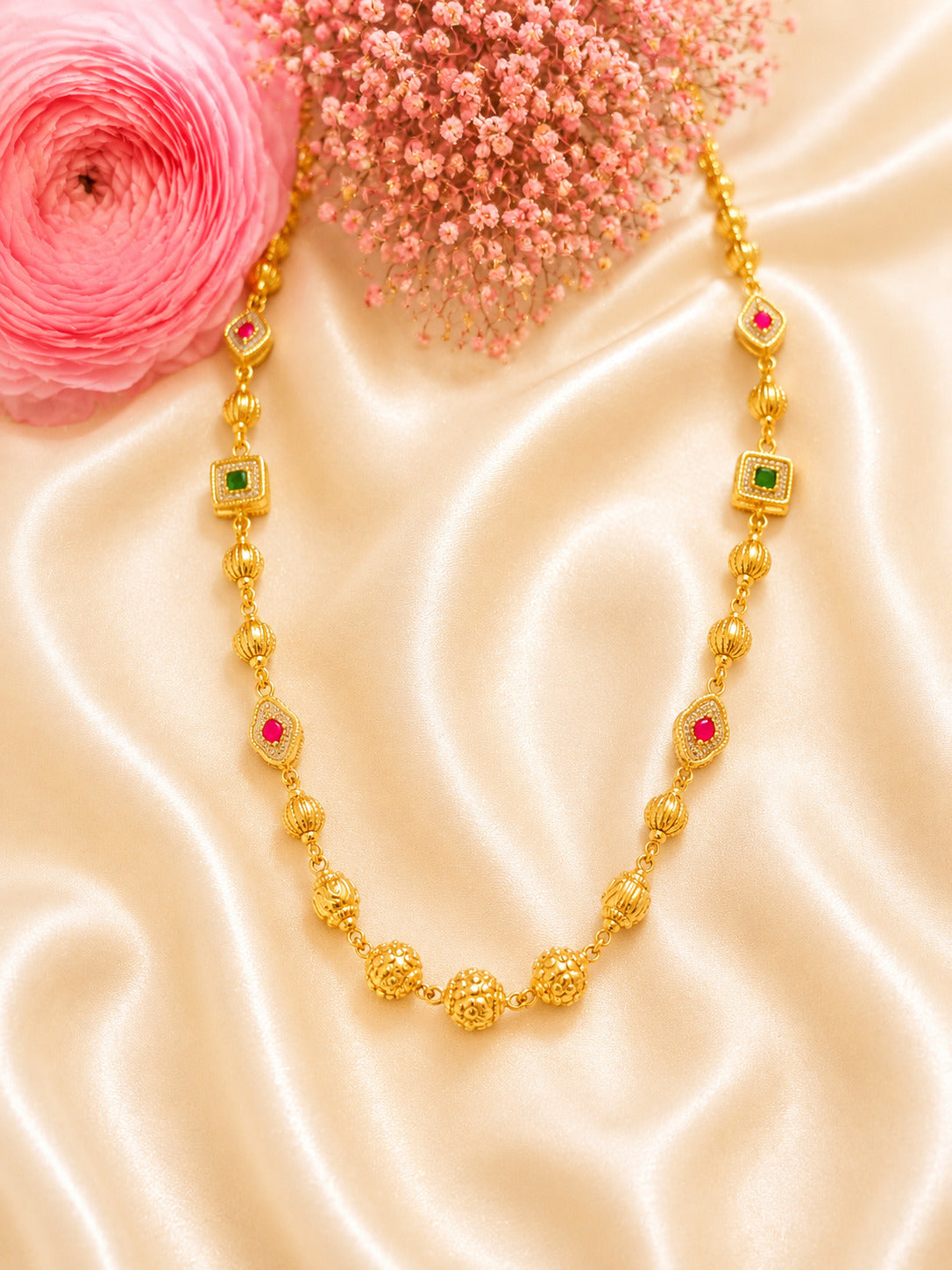 Ruby & Emerald Gold-Plated Chain
