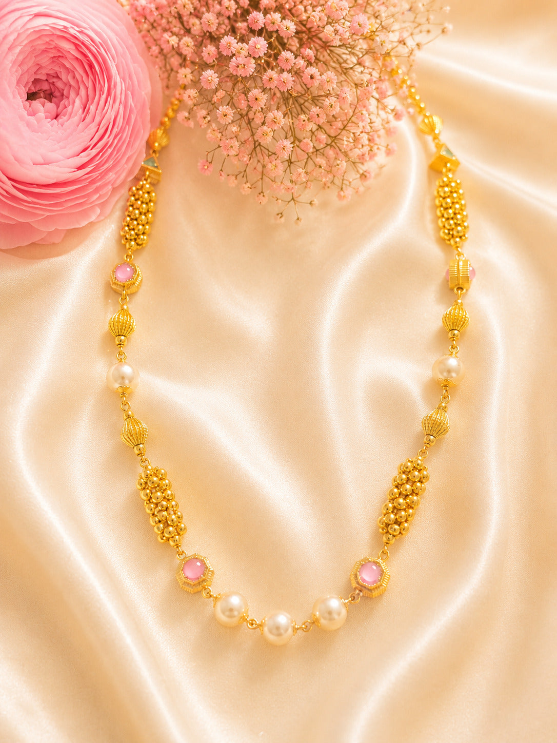 Pearl Blossom Gold-Plated Chain