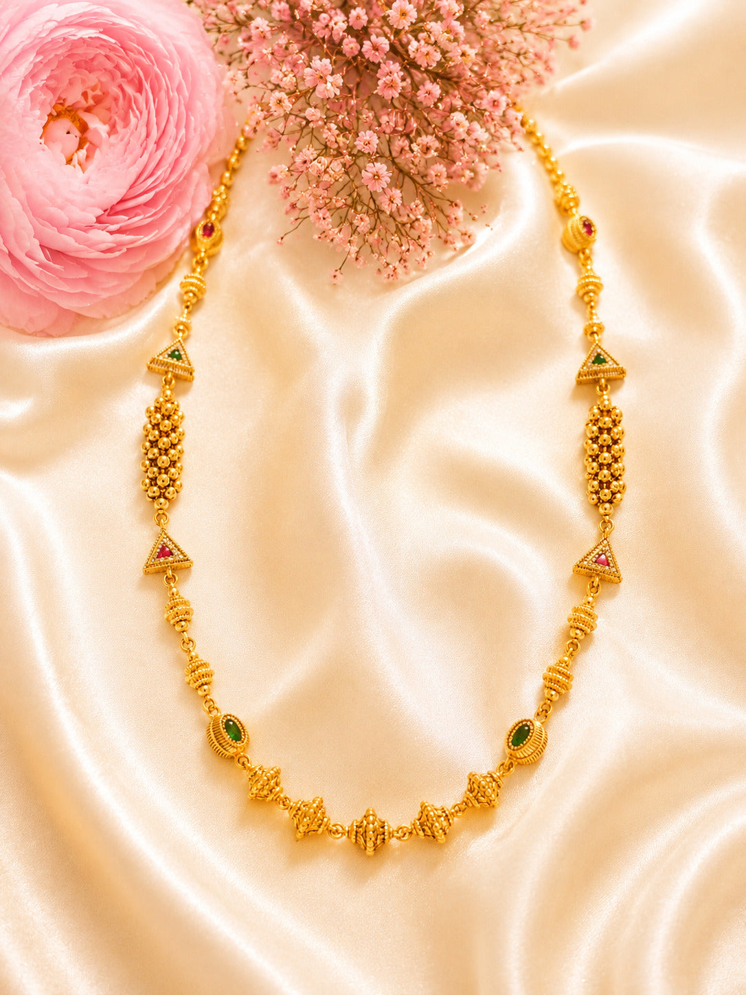 Emerald Elegance Gold-Plated Chain