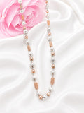 Elegant 92.5 Sterling Silver Two-Tone Beaded Ladies Chain