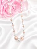 Elegant 92.5 Sterling Silver Rose Gold Beaded Ladies Chain