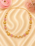 Elegant 92.5 Sterling Silver Gold-Plated Pink Stone & Pearl Ladies Chain