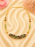 Elegant 92.5 Sterling Silver Gold-Plated Mint Green & Purple Beaded Ladies Chain