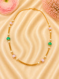 Elegant 92.5 Sterling Silver Gold-Plated Green & Pink Crystal Ladies Chain