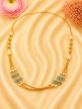Elegant 92.5 Sterling Silver Gold-Plated Aqua Blue Multi-Layer Ladies Chain