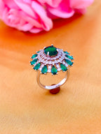 Emerald Bloom Halo Statement Ring