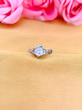 Modern Square Halo Diamond Ring with Twisted Band