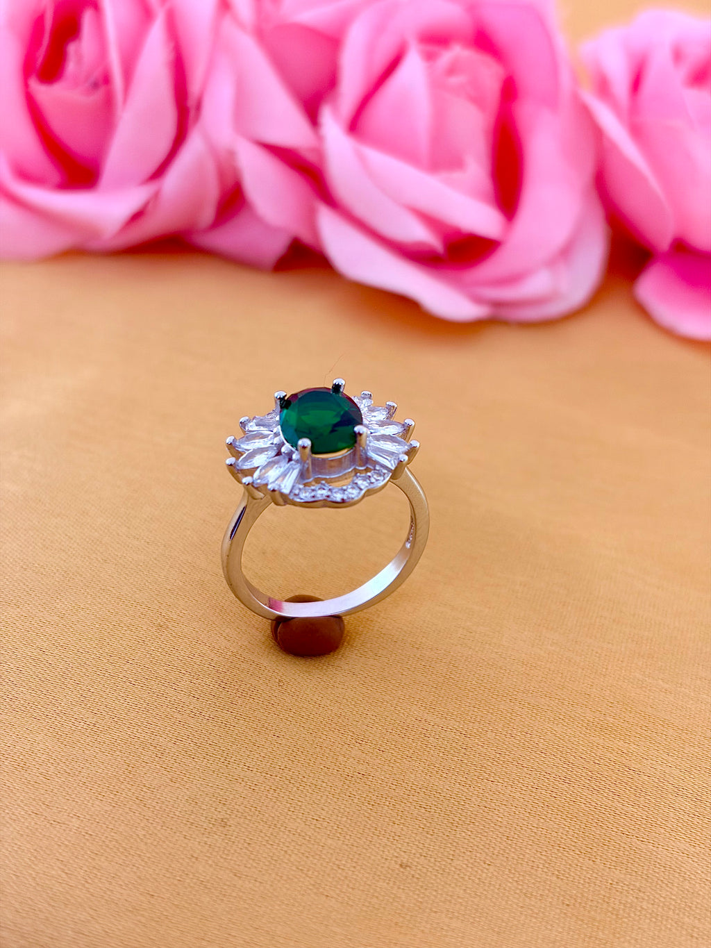 Emerald Halo Statement Ring