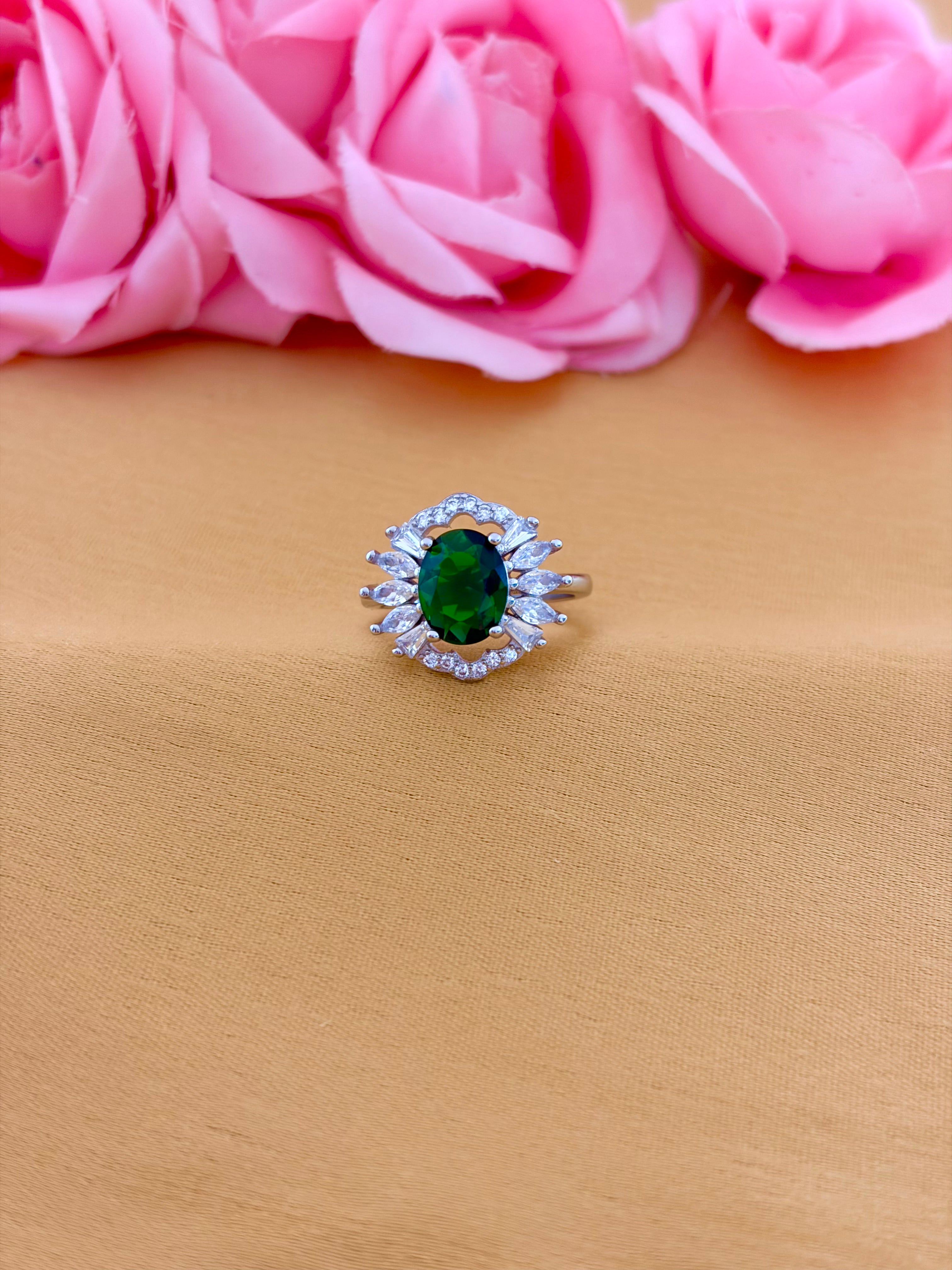 Emerald Halo Statement Ring