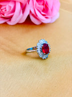 Radiant Ruby Floral Halo Ring