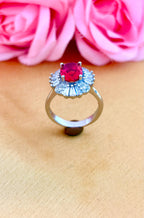 Radiant Ruby Floral Halo Ring