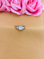 Raised Solitaire Side-Stone Ring