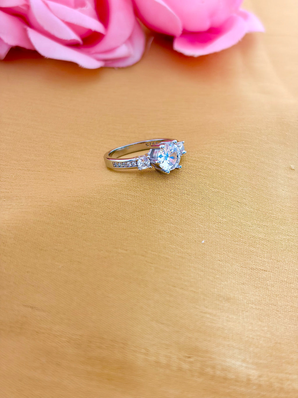 Three-Stone Crown Sterling Silver Ring