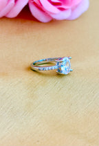 Classic Solitaire Oval Diamond Ring with Pavé Band