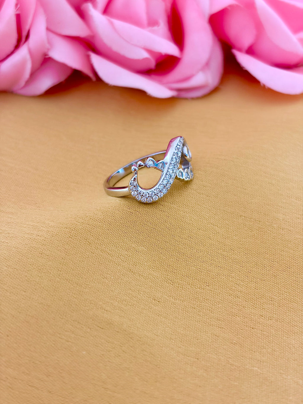 Curved Stone Sterling Silver Ring