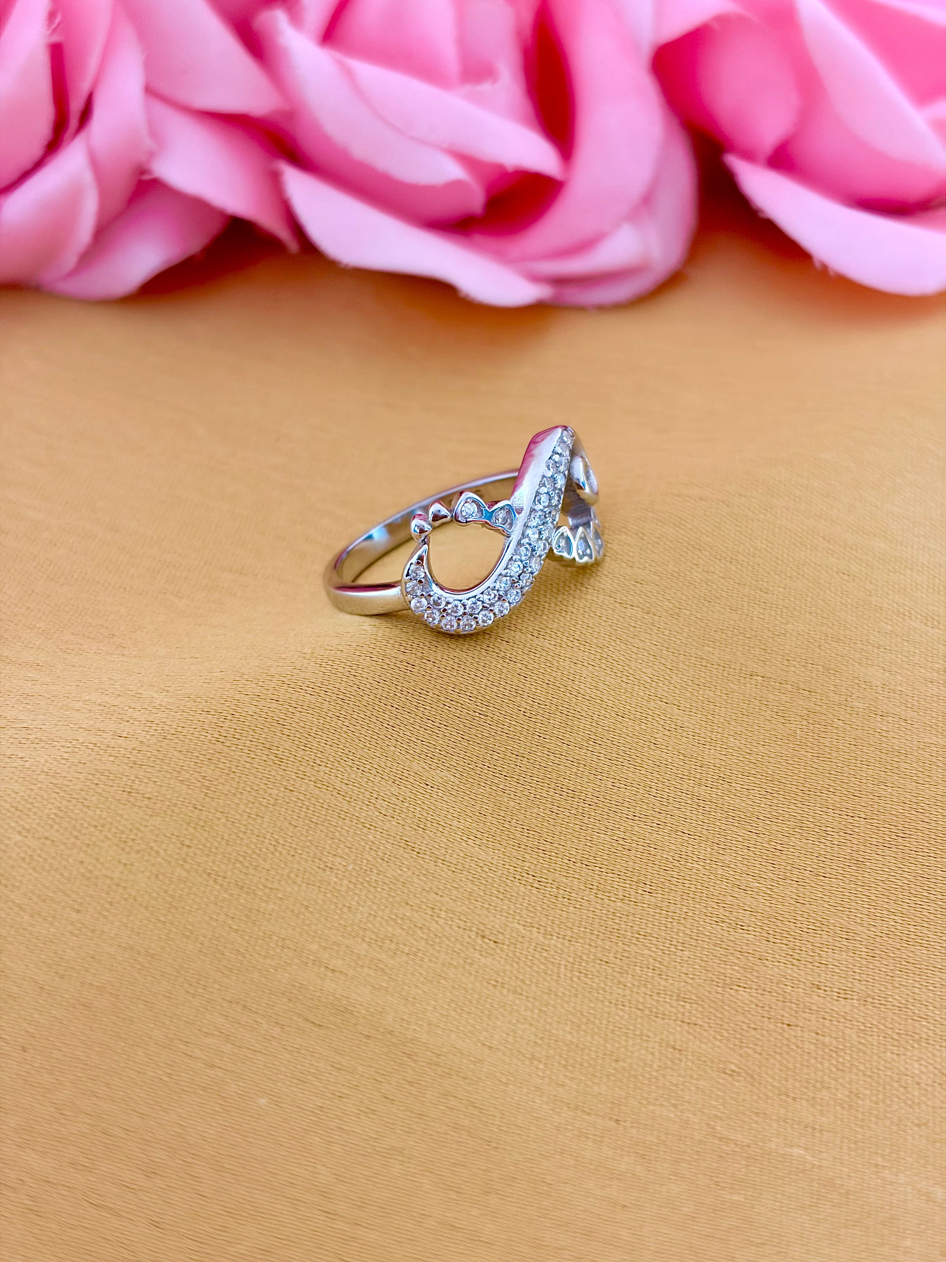 Curved Stone Sterling Silver Ring