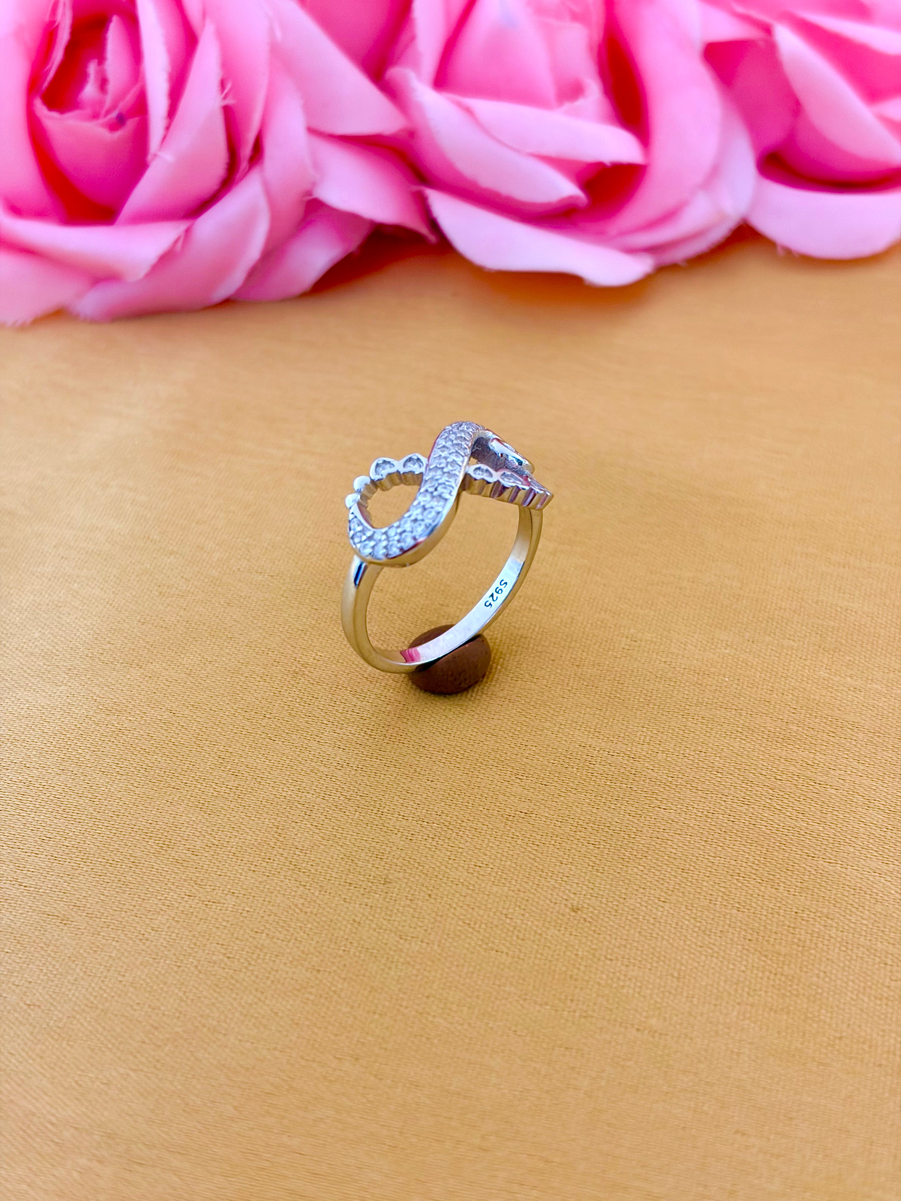 Curved Stone Sterling Silver Ring