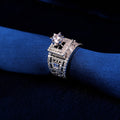Bold Geometric Statement Ring with Elevated Solitaire